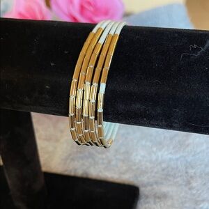 LOFT Gold and Silver Tube Bead Wrap Bracelet